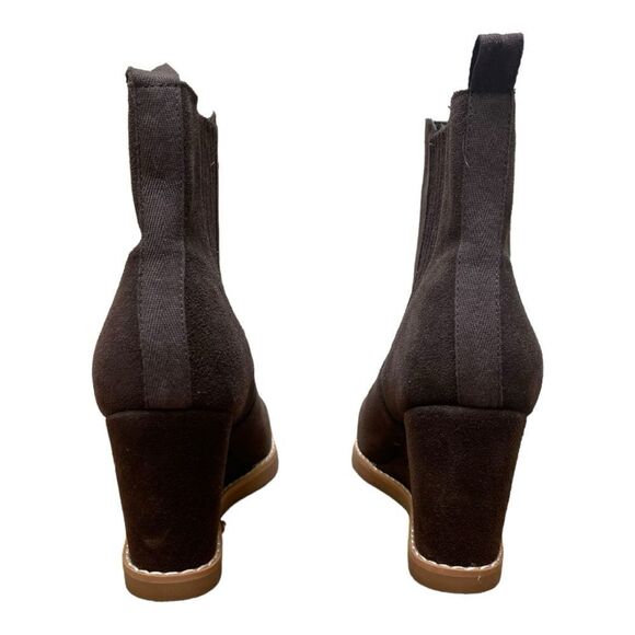 New Splendid WANDA Size 8.5 Chelsea Wedge Boot Brown Suede Leather Round Toe - Picture 3 of 7